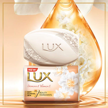 Lux Jasmine & Vitamin E Beauty Soap Bar For Glowing Skin Combo Offer Pack 8x150 g